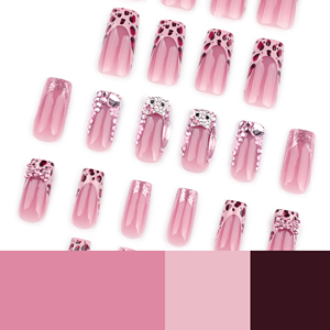 2025 presse <span class=keywords><strong>ongles</strong></span> canard bouche français doux <span class=keywords><strong>rose</strong></span> 3D fait à la Machine acrylique <span class=keywords><strong>ongles</strong></span> 24 pièces moitié à la main diamant en gros artificiel - Product Image 3