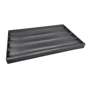 Bandeja de aluminio con 4 ranuras, bandeja para baguette, 4 filas, antiadherente, perforada, barra francesa, bandeja para hornear Baguette - Product Image 6