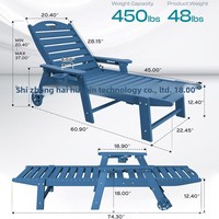 Chaise de loisirs pliable d'extérieur en WPC et HDPE avec porte-gobelet, design de luxe, portable pour cour, piscine et terrasse