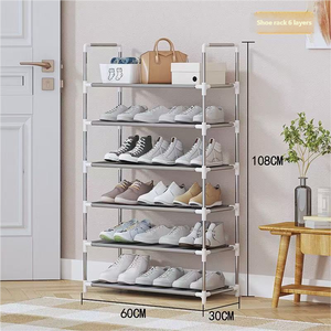 Étagère à chaussures en tuyau d'acier domestique étagère à chaussures anti-poussière pour dortoir étagère à chaussures en métal réglable en hauteur - Product Image 4