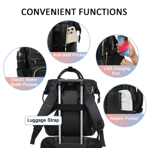 Sac à dos de voyage LOVEVOOK 2022 en similicuir souple, sac à main décontracté pour hommes, sacs d'école, sacs à dos pour <span class=keywords><strong>ordinateur</strong></span> portable pour femmes de 14, 15,6 et <span class=keywords><strong>17</strong></span> <span class=keywords><strong>pouces</strong></span> - Product Image 4