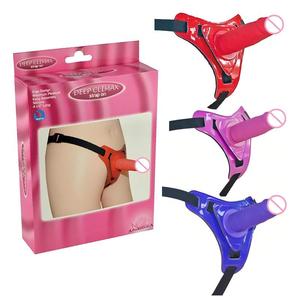 Correa en <span class=keywords><strong>Dildo</strong></span> Silicona Suave Ecológico Realista Arnés Ajustable Parejas Juguete Sexual Carne Rosa Púrpura Rojo - Product Image 5
