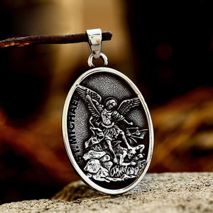จี้นักบุญคริสโตเฟอร์จี้นักบุญไมเคิลสแตนเลสเทวทูตจี้เหรียญคาทอลิก - Product Image 4