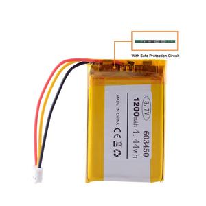 Batterie rechargeable au lithium polymère Lipo 603450 1200mAh 3.7v avec connecteur 3P pour casque HS70 <span class=keywords><strong>Corsair</strong></span>, GPS, enregistreur DVD - Product Image 1