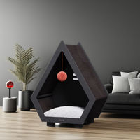 Maison pour chat en bois durable, moderne, luxueuse, écologique, mignonne, pour l'extérieur, toutes saisons, avec revêtement en sisal, autoportante