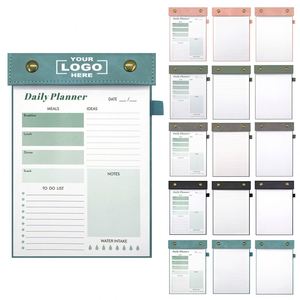 Custom A5 PU Leather Cover Blank Pages <b>Memo</b> <b>Pads</b> Daily Planner Notepad Tear Off Productivity Lined Pages Notebook with Pen Loop - Product Image 1