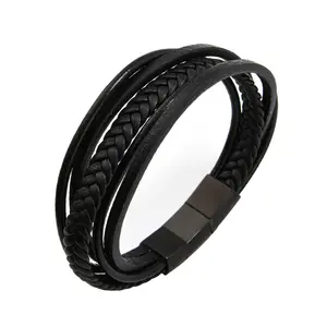 China supplier men jewelry black color stainless steel bracelet men custom for men