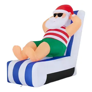 Babbo natale da 4.5 piedi In decorazioni natalizie gonfiabili per le vacanze con sedia a sdraio con luce a LED