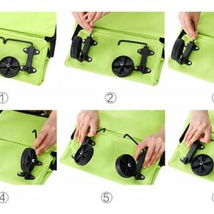 Wheeled Lightweight Custom Logo Printed Wholesale <b>Foldable</b> Nylon Shopping Trolley Bag Trolley Grocery Rolling Shopping <b>Cart</b> Bag - Product Image 4