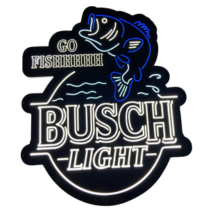 Enseigne lumineuse néon Busch Go Fish personnalisée avec logo d'entreprise pour la publicité en magasin et en voiture - Product Image 1