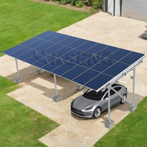 Structure de carport solaire en aluminium anodisé argenté avec une durée de vie de 25 ans pour les panneaux solaires photovoltaïques, garage de stationnement extérieur - Product Image 3