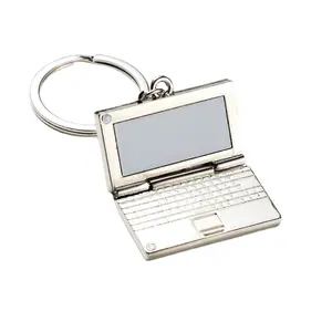 Custom Logo Blank Mini Opvouwbare Notebook Computer Sleutelhanger Bord Houder Legering Lcd Metalen Ring Laptop 3d Ketting