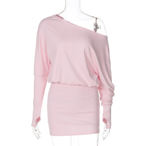 Abito Casual da donna stile moda autunno nuovo colletto obliquo a <span class=keywords><strong>maniche</strong></span> <span class=keywords><strong>lunghe</strong></span> - Product Image 6