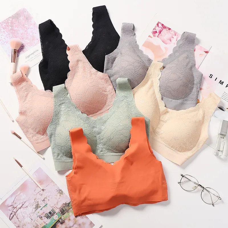 Wholesale Factory Price High Quality Comfortable Lace Bra Women Wireless Natural Latex Cup Vest Bralette Padded