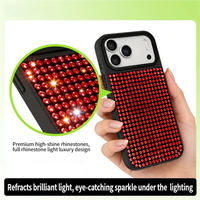 Étui noir luxueux et esthétique pour iPhone 15 Pro Max, boîtier en PC minimaliste avec strass pour femme de bureau, étui anti-rayures
