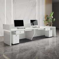 Comptoir de réception d'entreprise, comptoir de travail moderne et minimaliste pour salon de beauté, bar, ou caisse.
