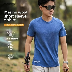 T-shirt Sportiva da <span class=keywords><strong>Uomo</strong></span> a Maniche Corte in 100% <span class=keywords><strong>Lana</strong></span> Merino, Leggera, ad Asciugatura Rapida, Anti-Odore, per Corsa, Escursionismo e Attività all'Aperto - Product Image 1
