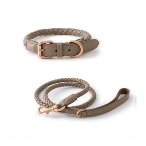 Collar de Cuero para Mascotas <span class=keywords><strong>2026</strong></span> + Correa Personalizable en Varios Colores, Correa de Cuero PU Trenzado con Patrón Animal y Adorno de Pelo - Product Image 5