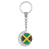 Porte-clés personnalisé en forme de croissant de lune rotatif, motif creux en alliage, double face, affichant le drapeau de Sainte-Kitts-et-Névis