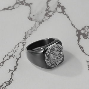 Cross-Border Salomon <span class=keywords><strong>Kabala</strong></span> Seal Anillo de acero de titanio Anillo de estilo europeo y americano Joyería de mano al por mayor - Product Image 2