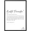 Meilleure Amie DIN A4 Impression sur Papier Abstraite Encadrée Noire Minimaliste Art Mural Moderne Décoration Intérieure