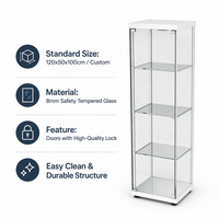 Vitrine de luxe moderne pour montres et bijoux, en verre trempé, 5 étagères, avec serrure à clé et éclairage LED, idéale pour centres commerciaux
