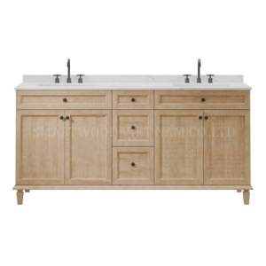 Tocador de baño elegante, lavabo doble/individual de lujo y lavabo para hotel/hogar, conjunto de armario de baño de madera maciza, huerto - Product Image 5