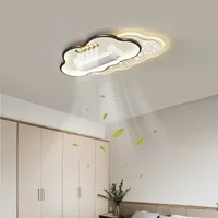 Ventilateur de plafond sans pales Art Déco moderne avec lumière LED et télécommande, blanc, pour chambre et salon, modèle Agi32