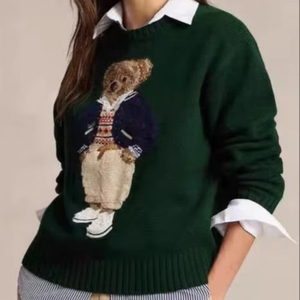 Nuovo Maglione Autunno Inverno con Ricamo Orsetto Cartone Animato Stile Morbido e Versatile Personalizzato Tipo Polo - Product Image 3