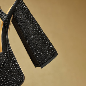 Tacchi da donna firmati <span class=keywords><strong>con</strong></span> cinturino alla caviglia <span class=keywords><strong>con</strong></span> suole spesse glitterate da 14.5cm nero argento tacchi alti <span class=keywords><strong>scarpe</strong></span> estive Sexy-all'ingrosso - Product Image 2