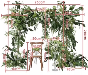 Düğün parti dekorasyon için özel beyaz yeşil yapay çiçek kemer lüks kare Metal arka plan - Product Image 6
