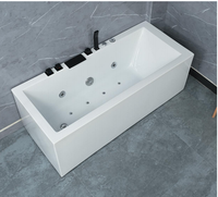 Baignoire de massage à remous autoportante en acrylique, design moderne, blanche, 1,7 m, pour hôtel/appartement, salle de bain intérieure