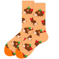Chaussettes d'intérieur en coton respirantes à motif animalier pour homme et femme, idéales pour l'automne, l'hiver et Thanksgiving