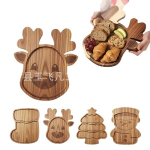 Christmas Acacia Wood Serving <b>Tray</b> Set 30cm Holiday Fruit <b>Snack</b> Platter Home Decorative Dishware - Product Image 5