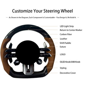 Volante Deportivo de Cuero y Fibra de Carbono para <span class=keywords><strong>Mercedes</strong></span> <span class=keywords><strong>Clase</strong></span> C <span class=keywords><strong>180d</strong></span> AMG W204/W211/W213/W205 C63/E63/S63/G63/G65/GTS/GTR/GLA/GLB - Product Image 3