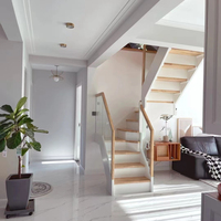 VIKO Appartement Hôtel Style Minimaliste Intérieur Double Plaque Bois Massif Escalier Droit Escalier