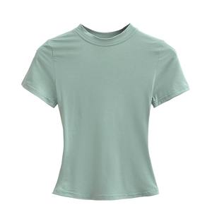 T-shirt décontracté d'été pour <span class=keywords><strong>femme</strong></span>, coupe classique, manches courtes, imprimé contrasté, logo personnalisé, jersey - Product Image 4
