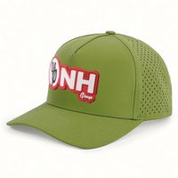 Casquettes perforées découpées au laser personnalisées à 5 panneaux avec logo en caoutchouc PVC, casquettes de sport imperméables de performance, casquettes de golf