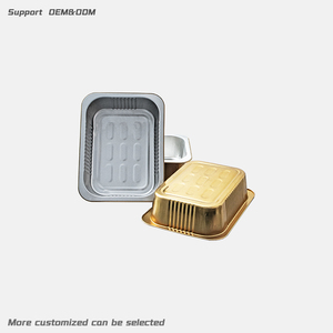 Barquettes en aluminium doré de 1400 ml, robustes et de grande taille, avec couvercle en plastique, pour l'emballage alimentaire - Product Image 1