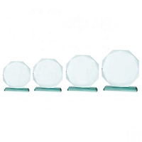 Prix personnalisé en verre gravé Plaques de cristal design octogonal Trophée en verre de jade