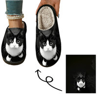 Chaussons personnalisés unisexes à bout fermé en coton chaud, semelle intérieure souple, semelle extérieure en TPR, doublure en peluche, antidérapants, imprimé dessin animé, chaussures d'intérieur POD