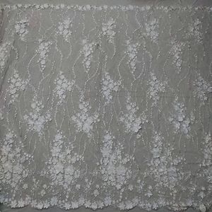 Vải ren lưới thêu polyester rộng 130cm, họa tiết hoa 3D, đính <span class=keywords><strong>sequin</strong></span> <span class=keywords><strong>PET</strong></span>, dành cho váy cưới nữ - Product Image 3