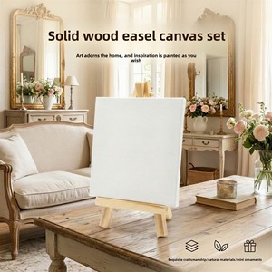 Factory Direct Wholesale China 10*10cm Oil Painting Board Easel <strong>Set</strong> Xiaohongshu Instagram Style <strong>Childrens</strong> Painting Wooden - Product Image 3