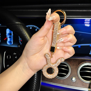 Llavero con incrustaciones de diamantes de los doce signos del zodiaco, <span class=keywords><strong>el</strong></span> más vendido, amuleto de moda para bolso, llavero personalizado y moderno - Product Image 5