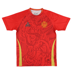 Camiseta de Fútbol Personalizada, Transpirable, de Secado Rápido, Ligera, Diseño de Dragón Rojo, Camiseta de Fútbol Premium con Detalles Dorados - Product Image 1