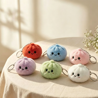 Porte-clés en peluche mini de 4 pouces en forme de boulette ou de pain vapeur, breloques pour sacs cadeaux, mascotte en peluche