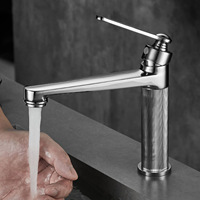 Robinet mitigeur en cuivre brossé gris bronze et noir, monotrou, à poser sur comptoir, pour lavabos, eau chaude et froide