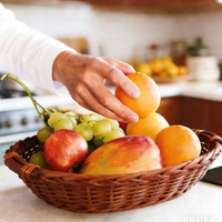 Panier-cadeau en osier de saule de style rustique antique en gros, forme circulaire, panier de rangement, plateau de présentation, panier à fruits