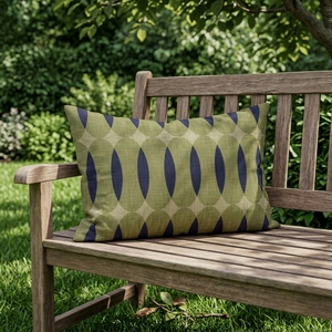 Housse de <span class=keywords><strong>coussin</strong></span> lombaire 100 % coton à motif géométrique abstrait vert olive et <span class=keywords><strong>bleu</strong></span> marine, pour canapé et chaise - Product Image 5
