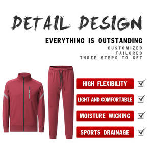 Hoge Kwaliteit Full Rits Lange Mouw <span class=keywords><strong>2</strong></span> Stuk Trainingspak Custom Print 'Sport Voetbal Uniform - Product Image 1